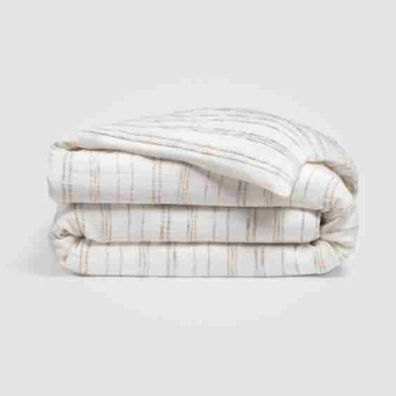 Calm Striped Linen Beige Duvet Cover