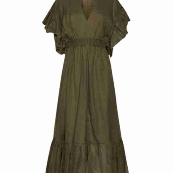 Ruffle Sleeve Midi Dress