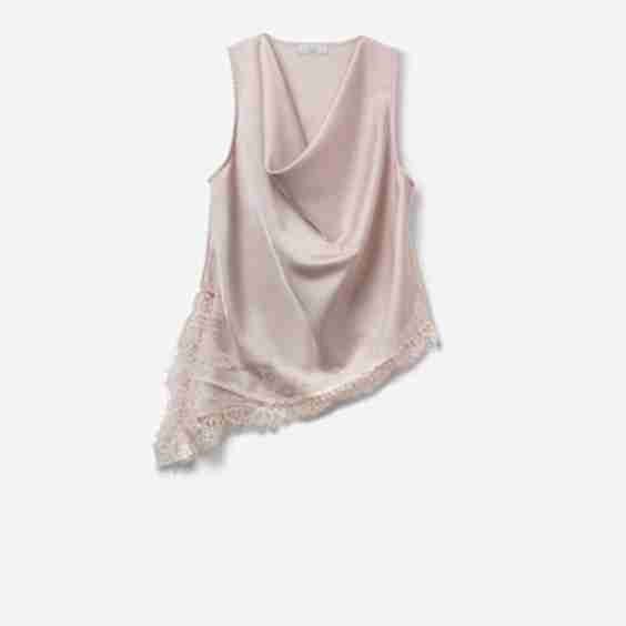 Satin Sleeveless Draped Lace Top