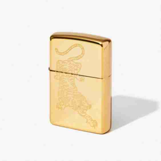 Engraved Tiger Brass Lighter