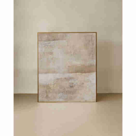 Decorative Grey Painting On Cotton Canvas With Wooden Frame, Hand-Painted With Oil Paint