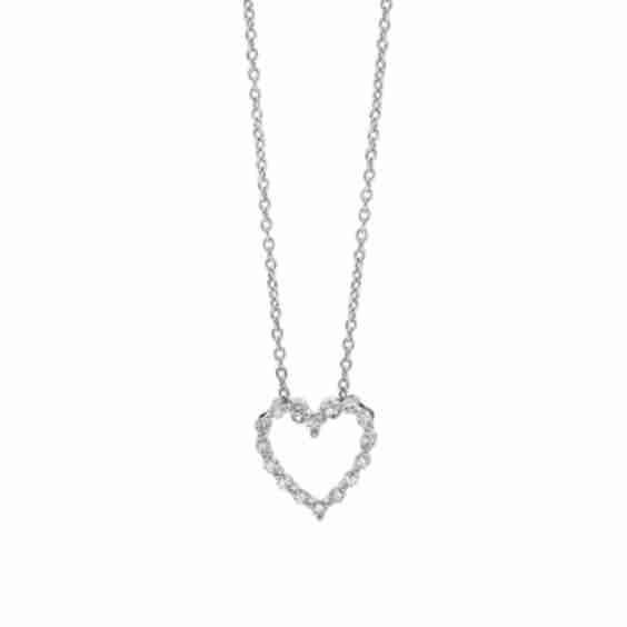 Sterling Mini Heart Diamond Necklace
