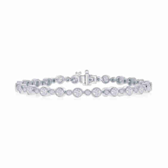 3.01 CTW Round Bezel Set Diamond Tennis Bracelet with Milgrain Detail