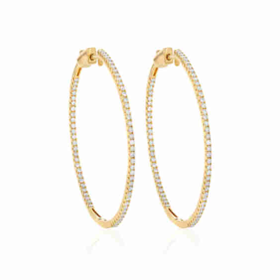 1.00 CTW Ultra Thin Gold Diamond Hoop Earrings