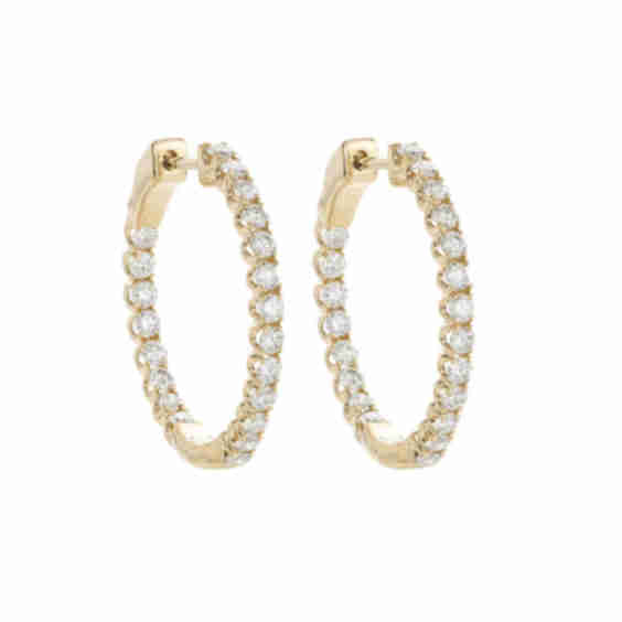 1 Ctw In And Out Diamond Hoop Earrings