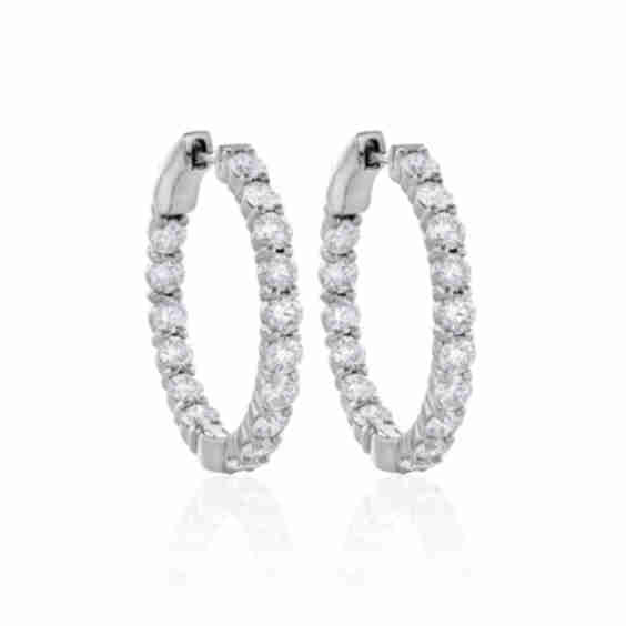 Diamond In And Out Hoop Earrings