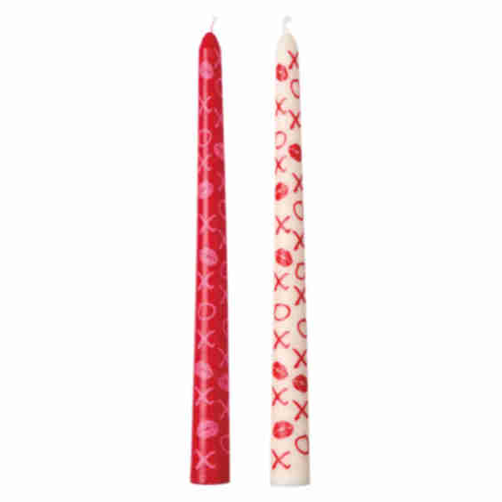 Kirkton House 2 Pack Valentine's Day Taper Unscented Candle - 3d Xoxo