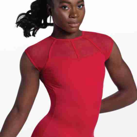 Caged Mesh Neckline Leotard