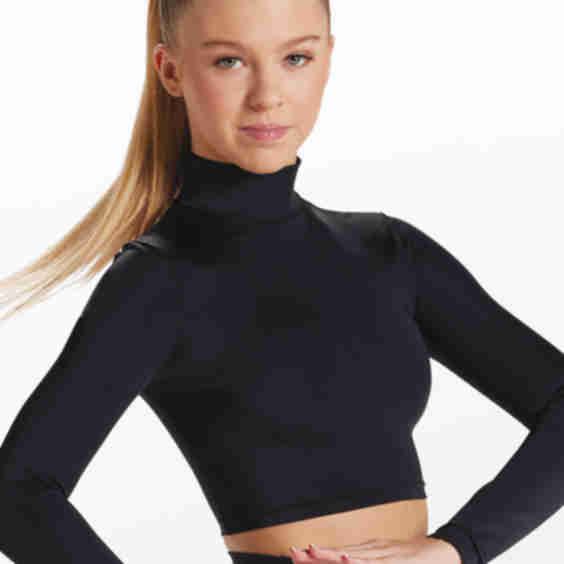 Long Sleeve Mock Neck Dance Crop Top