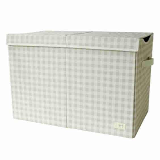 Recycled Folding Toy Chest Gingham Beige