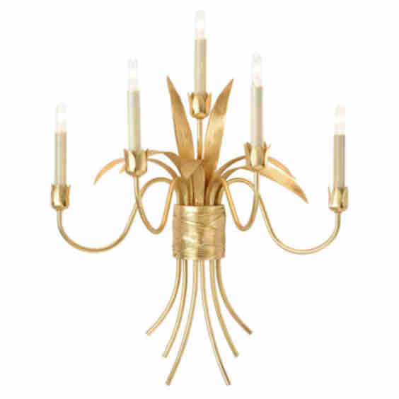Gold Leaf Iron Sconce with Electrified Candles
