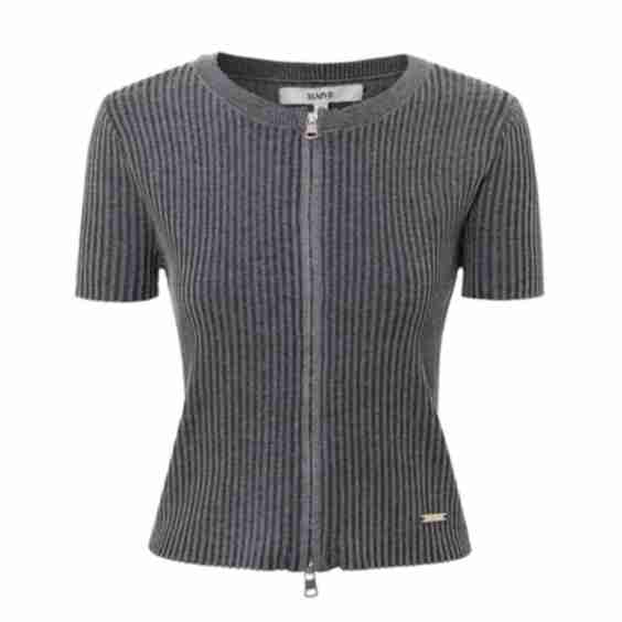 Ribbed Zip Up Cardigan
