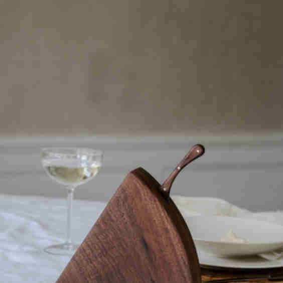 Wooden Cheese Block with Hand Forged Knife