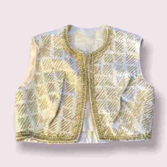1950 S Couture Hand Beaded Bolero Vest  Very Old Hollywood Small Mint Condition