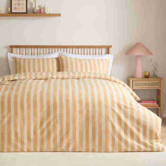Dual Tone Striped Duvet Cover Set Butter Yellow