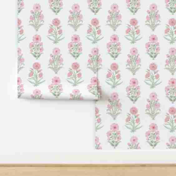 Wallpaper in (S) Soft Mughal Style Block Print Multi Floral