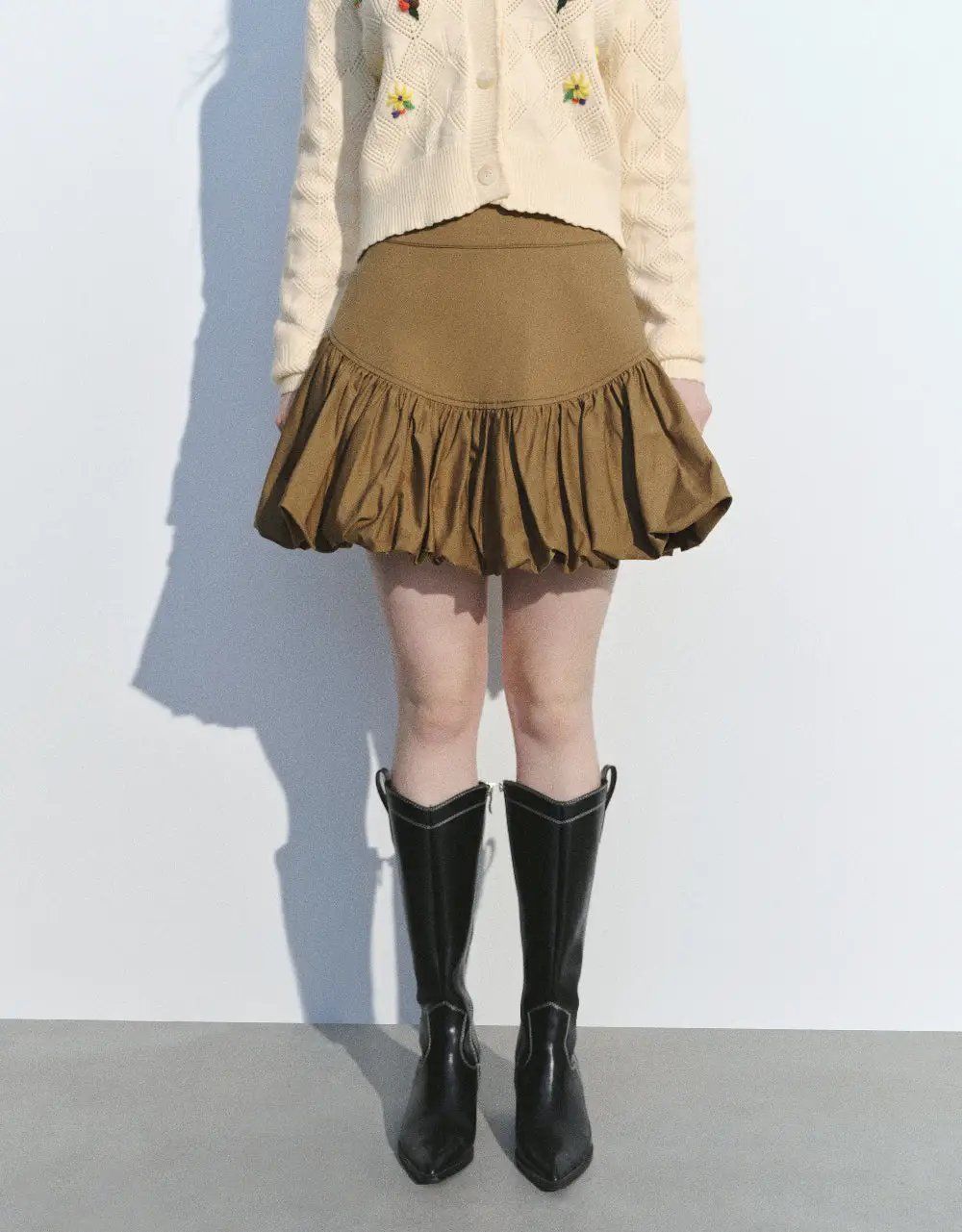 Elastic Waist Mini A-Line Skirt