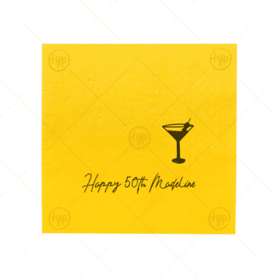 Martini Glass Script Birthday Napkin