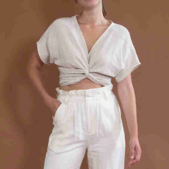Short Sleeve Tie Top