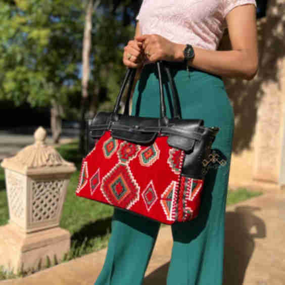 Leather Kilim Handbag Luxe Kilim Shoulder Bag