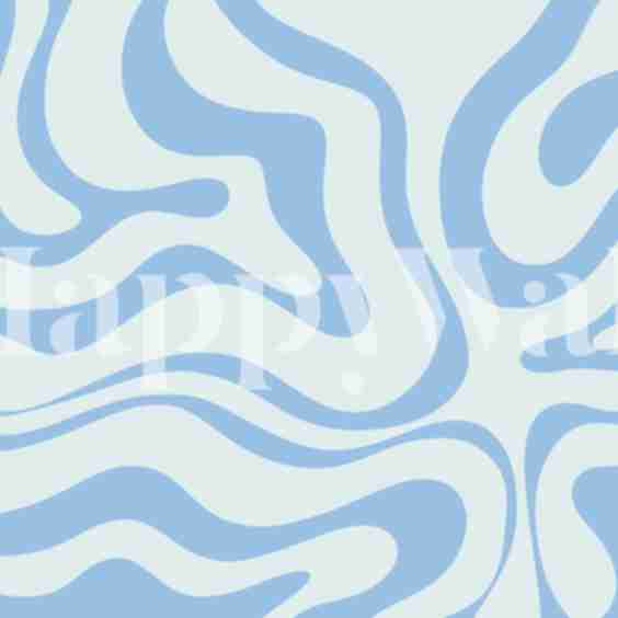 Modern Retro Liquid Swirl Baby Blue Abstract Wallpaper