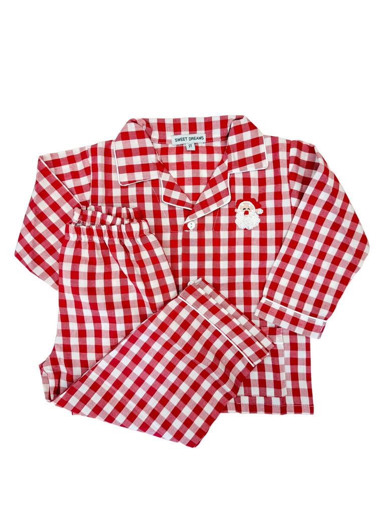 Embroidered Santa Pajama Set