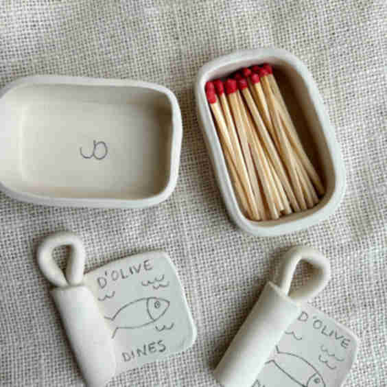 Handmade Sardine Tin Ceramic Matchbox