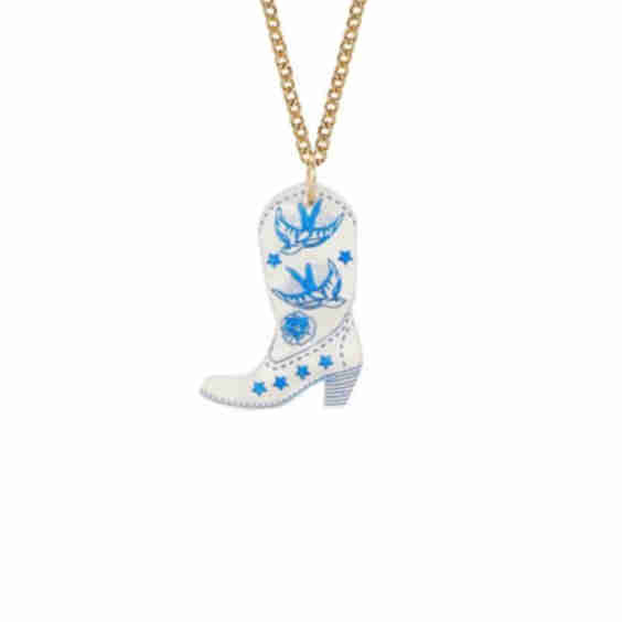 Cowboy Boot Pendant - Pearl