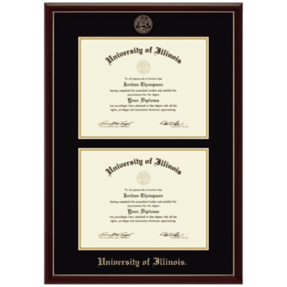 University of Illinois Double Diploma Frame