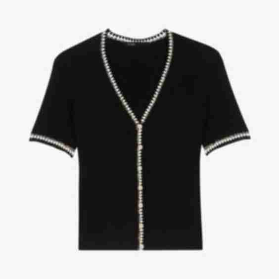 Contrast Trim Stretch Knit Top
