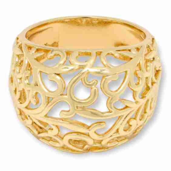 Bronze Polished Openwork Filigree Bombé Ring