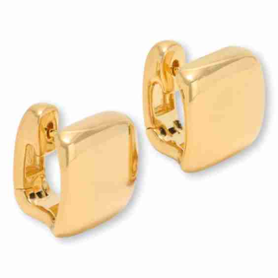 Bronze Polished Square Huggie Hoop Earrings