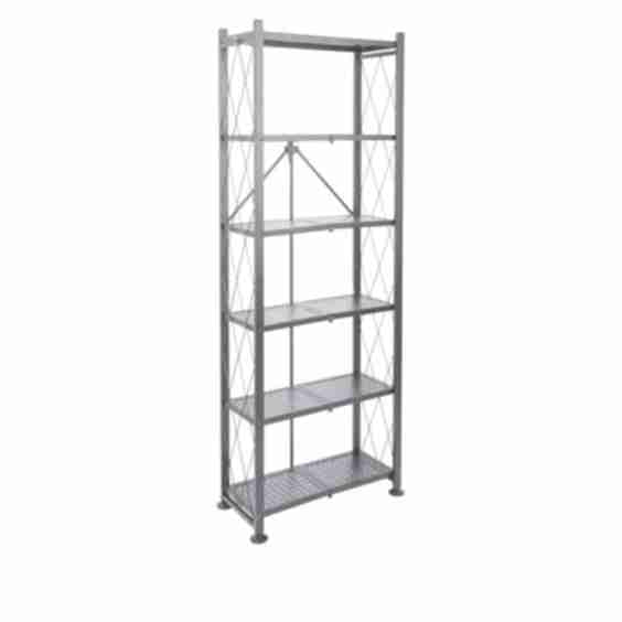 Foldable Steel 6-Tier Bookshelf