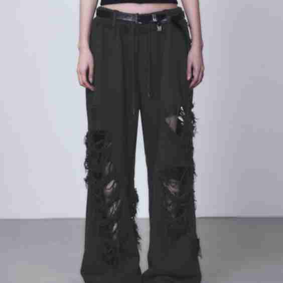 Scratch Damage Wide Sweat Pants