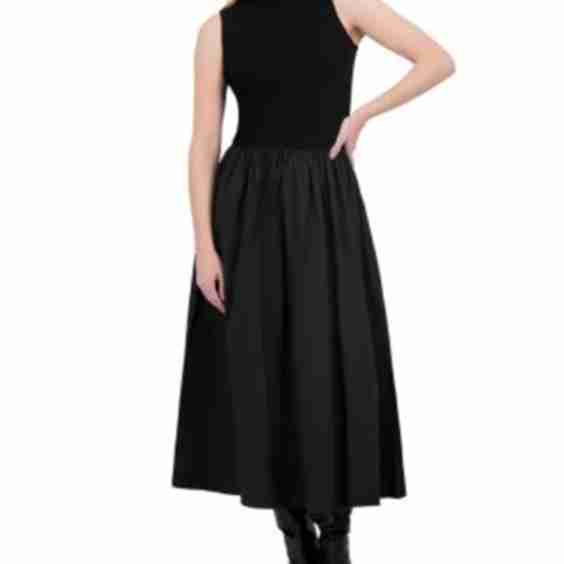 Mixed Media Turtleneck Dress