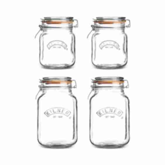 Square Clip Top Jars, Set Of 4