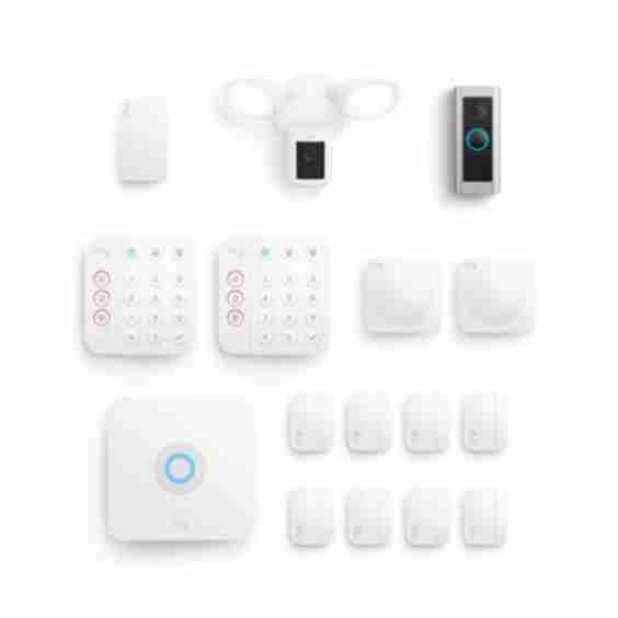 Whole Home Deluxe Kit (Wired Doorbell Pro (Video Doorbell Pro 2) + Floodlight Cam Wired Pro + Alarm Security Kit, 14-Piece)