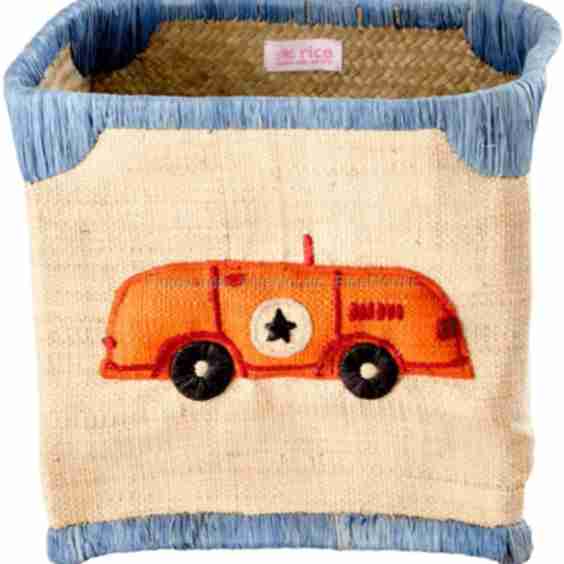 Raffia Toy Basket Car-Natural