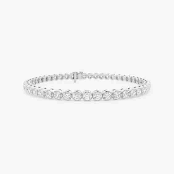 5 ctw Round Lab Grown Diamond Four-Prong Tennis Bracelet - 7 Inches 14K White Gold, F, VS2