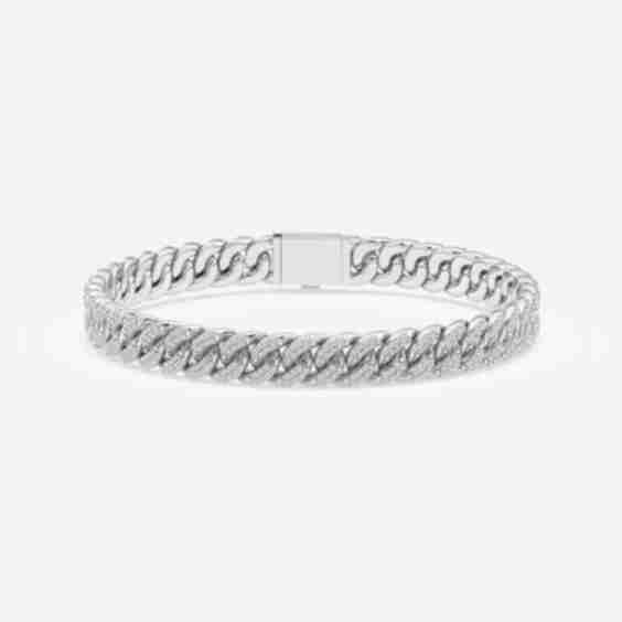 1 7/8 ctw Round Lab Grown Diamond Cuban Link Bracelet - 6 Inches Sterling Silver, DE, VS1