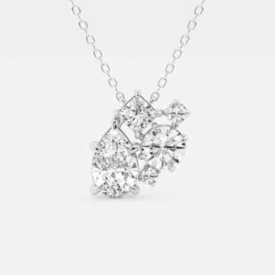 2 Ctw Mosaic Five Stone Pendant 14 K White Gold F Vs 2
