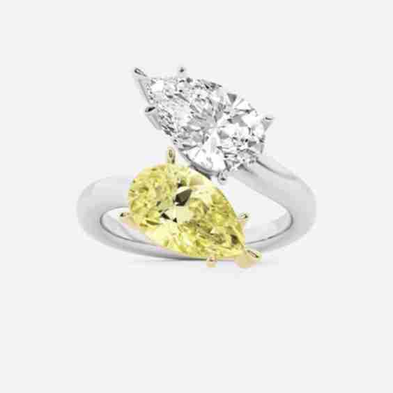 Velvet 6 ctw Fancy Yellow Pear Lab Grown Diamond Bypass Two Stone Engagement Ring