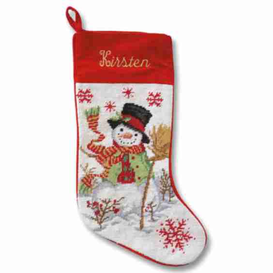 Snowman Heirloom Needlepoint Personalized Christmas Stocking