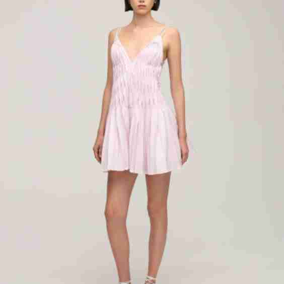 Pleated Origami Silk Blend Mini Dress 