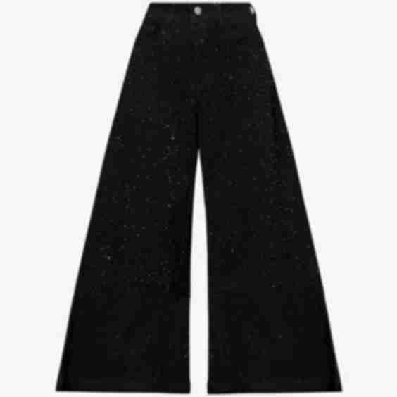 Demi Diamante Wide-Leg Stretch-Denim Blend Jeans