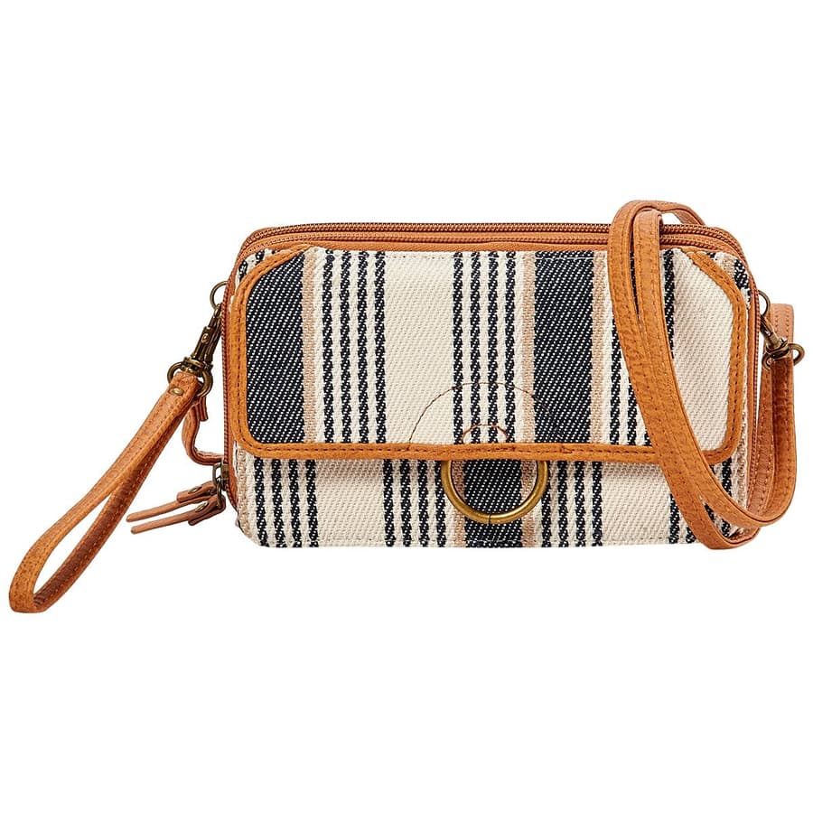 Striped Canvas Crossbody Wallet