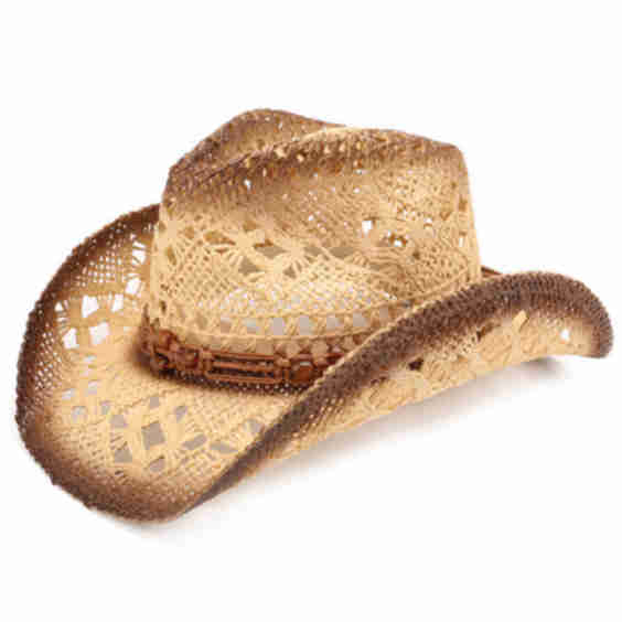 Vintage Western Cowboy Hollow Woven Straw Hat