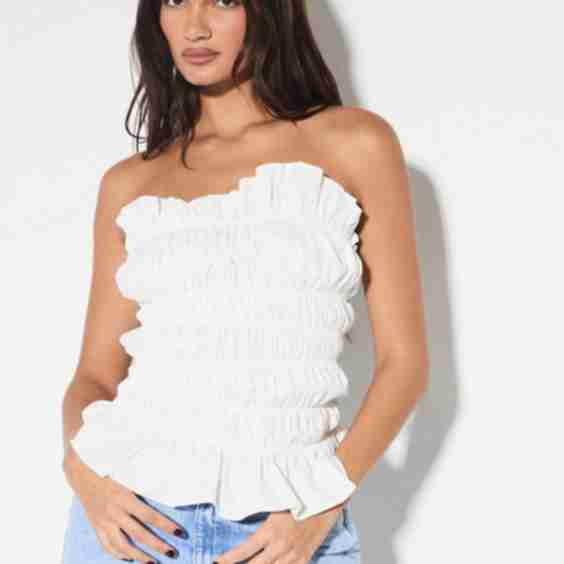 Elegant Ruched Strapless Bandeau Crop Top Blouse