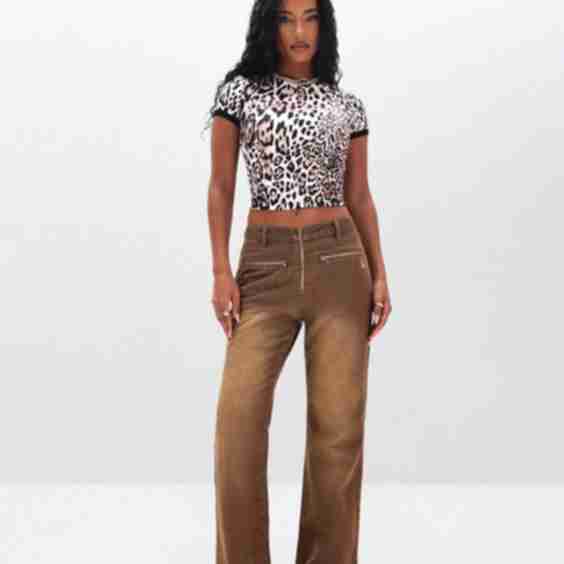 Low Waist Bootcut Flare Jeans With Rhinestone Embellishments Wide Leg Denim Pants 