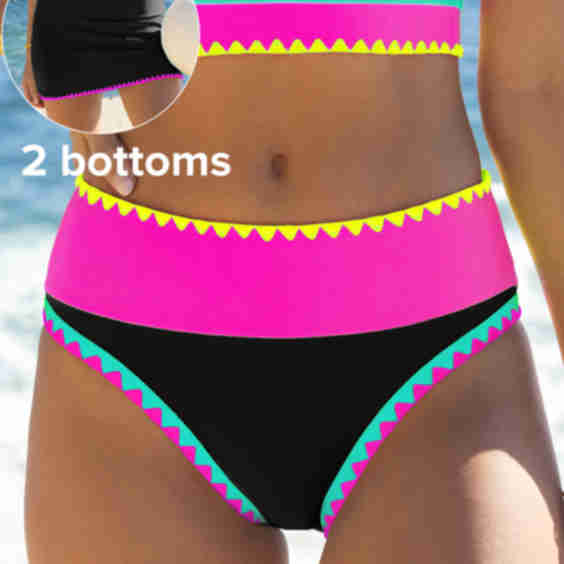 Color Contrast Patchwork Bikini Bottoms